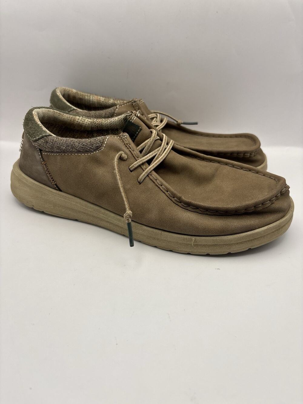 Hey Dude Paul Brown Leather Slip On Shoes Men Size 8